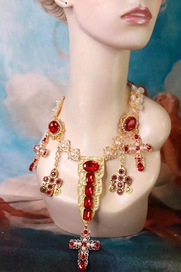 SOLD! 10195 Baroque Runway Alta Moda Crosses Necklace - Image 5