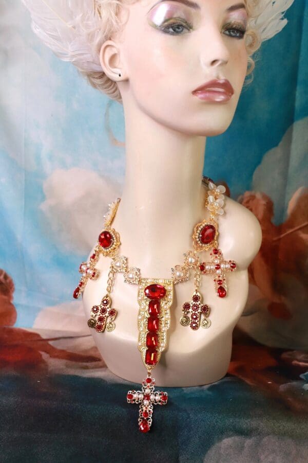 SOLD! 10195 Baroque Runway Alta Moda Crosses Necklace - Image 6
