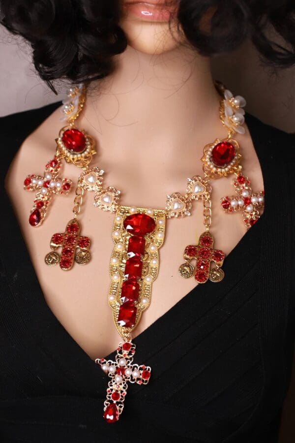 SOLD! 10195 Baroque Runway Alta Moda Crosses Necklace - Image 9