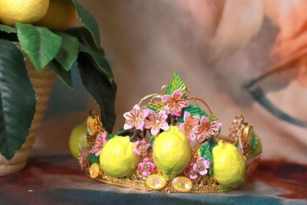 SOLD! 10200 Vivid Sicilian Lemon Baroque Headband Crown - Image 2