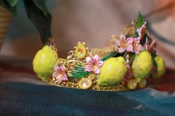 SOLD! 10200 Vivid Sicilian Lemon Baroque Headband Crown - Image 3