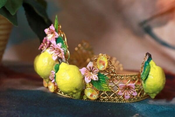 SOLD! 10200 Vivid Sicilian Lemon Baroque Headband Crown - Image 4