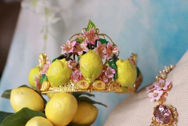 SOLD! 10200 Vivid Sicilian Lemon Baroque Headband Crown - Image 6