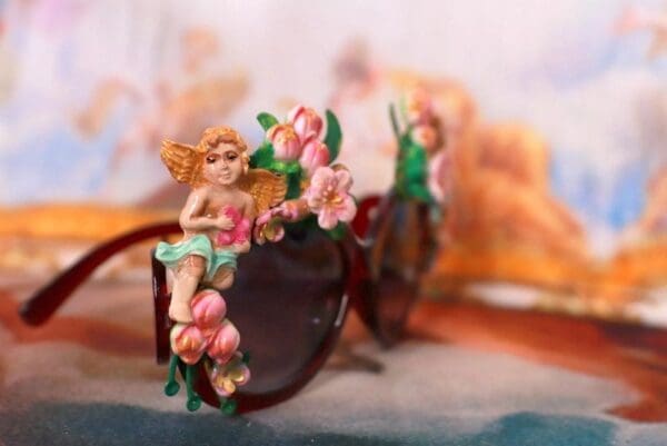 SOLD! 10201 Baroque Cherubs Flowers Embellished Sunglasses - Image 4