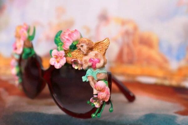 SOLD! 10201 Baroque Cherubs Flowers Embellished Sunglasses - Image 5