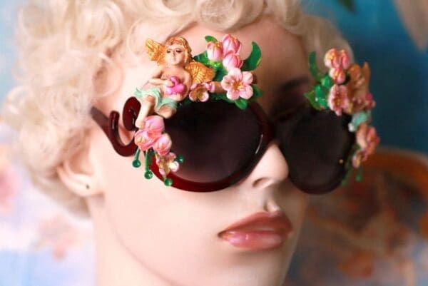 SOLD! 10201 Baroque Cherubs Flowers Embellished Sunglasses - Image 7