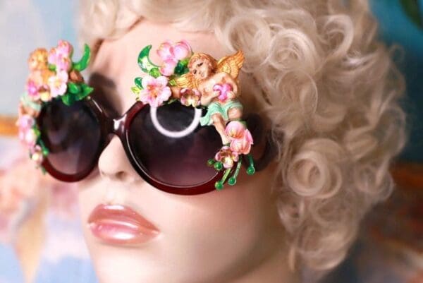 SOLD! 10201 Baroque Cherubs Flowers Embellished Sunglasses - Image 8