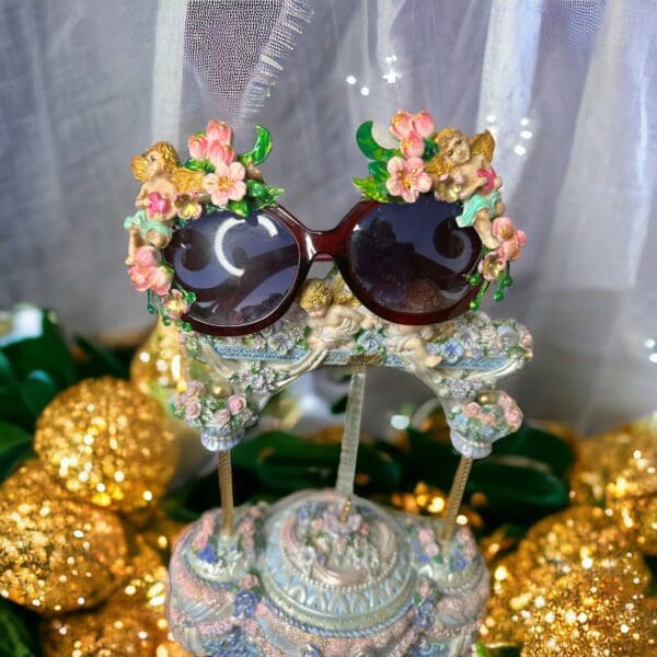SOLD! 10201 Baroque Cherubs Flowers Embellished Sunglasses - Image 9
