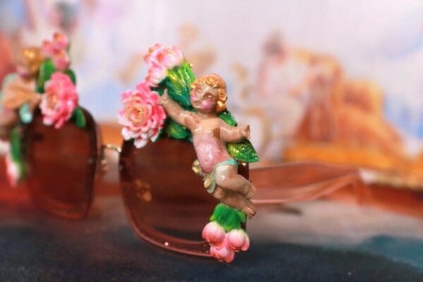 SOLD! 10202 Baroque Cherubs Tulips Flowers Embellished Sunglasses - Image 3