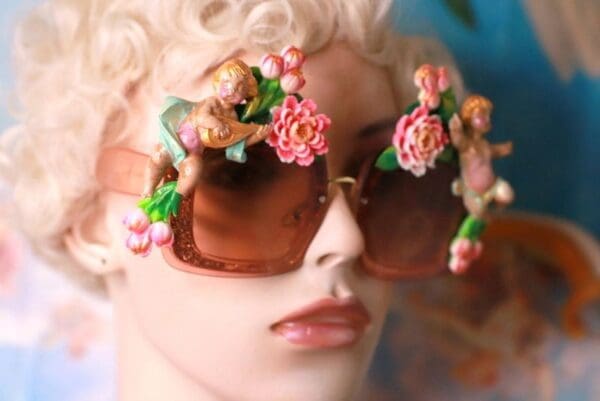 SOLD! 10202 Baroque Cherubs Tulips Flowers Embellished Sunglasses - Image 6