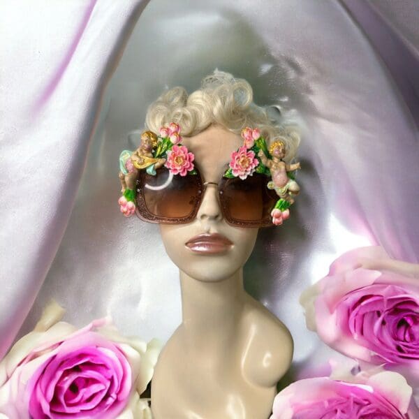 SOLD! 10202 Baroque Cherubs Tulips Flowers Embellished Sunglasses - Image 8