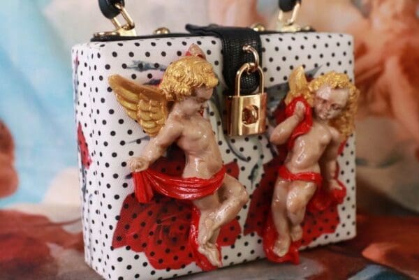 SOLD! 10208 Baroque Boutique Style Cherubs Polka Dot Embellished Handbag - Image 3