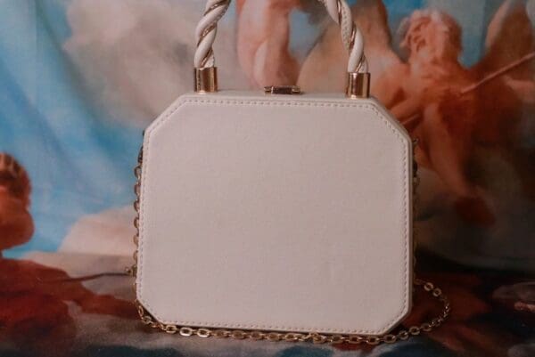 SOLD! 10211 Baroque Boutique Style Statues Embossed Embellished Handbag - Image 5