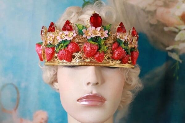SOLD! 10218 Vivid Strawberries Baroque Headband Crown - Image 3