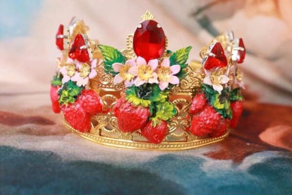 SOLD! 10218 Vivid Strawberries Baroque Headband Crown - Image 2
