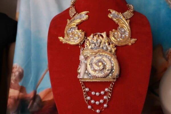 SOLD! 10223 Baroque 3D Effect Mermaid Massive Statement Necklace - Image 2