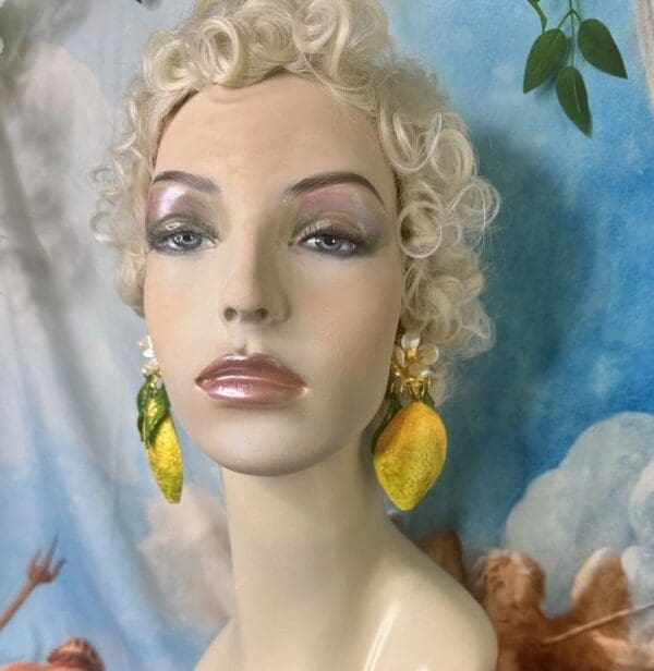 SOLD! 10225 Baroque Large Lemon Pink flower Earrings Studs - Image 4