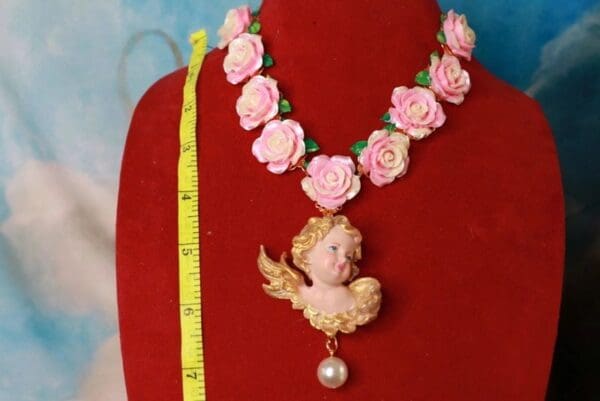 SOLD! 10257 Baroque Roses Chubby Cherub Necklace - Image 5