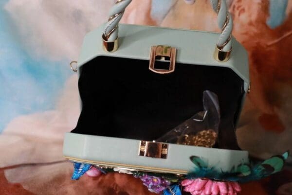 SOLD! 10262 Frida Kahlo Flowers Boutique Style Statues Embossed Embellished Handbag - Image 7