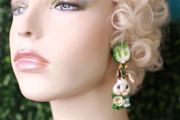 SOLD! 10276 Enamel Irregular Bunny Studs Earrings - Image 7