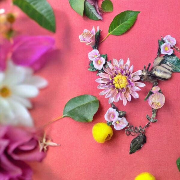 SOLD! 10279 Art Nouveau Set Of Necklace+ Earrings Large Flowers Snail Flowers Necklace - Image 4