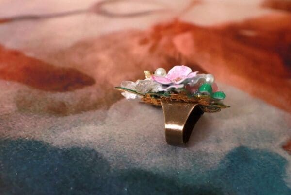 SOLD! 10281 Baroque Art Jewelry Kitty Cat Yellow Bee Cocktail Adjustable Ring - Image 6