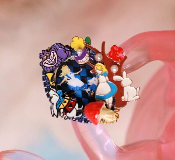 SOLD! 10290 Alice In Wonderland Cards Adjustable Cocktail Ring