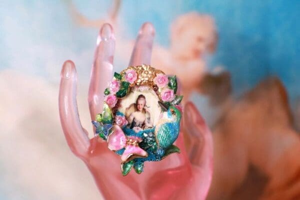 SOLD! 10294 Victorian Marie Antoinette Cameo Adjustable Cocktail Ring - Image 4