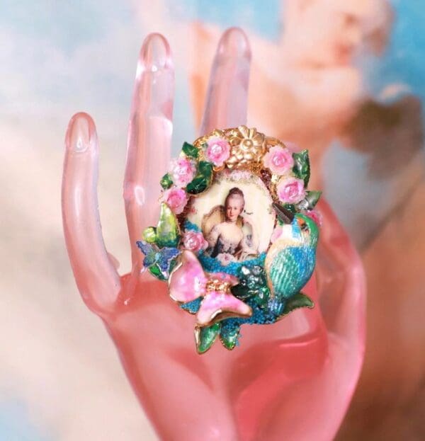 SOLD! 10294 Victorian Marie Antoinette Cameo Adjustable Cocktail Ring - Image 6