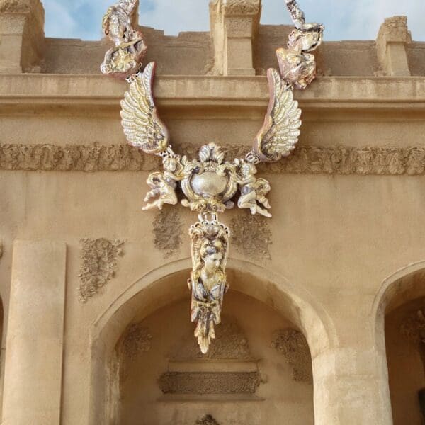 SOLD! 10300 Roman Architecture Vintage Style Massive Necklace - Image 9