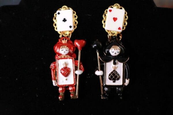 SOLD! 10301 Enamel Alice Cards Earrings Studs - Image 3