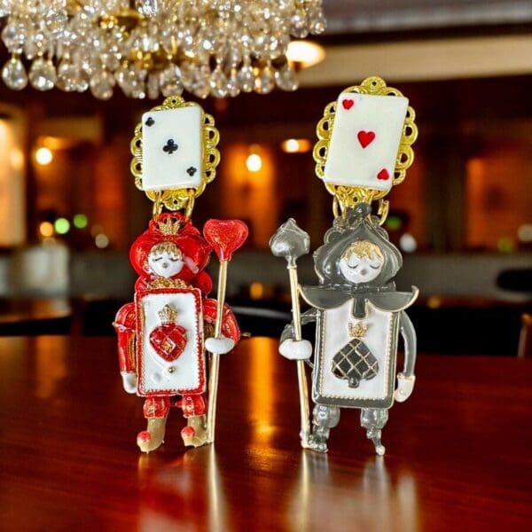 SOLD! 10301 Enamel Alice Cards Earrings Studs