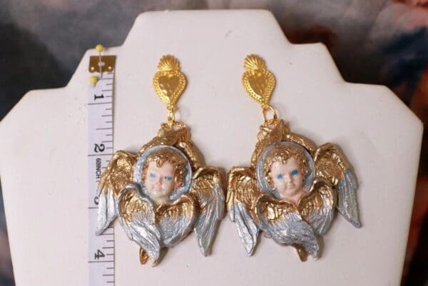 SOLD! 10303 Baroque Cherubs Winged Angels Studs - Image 5