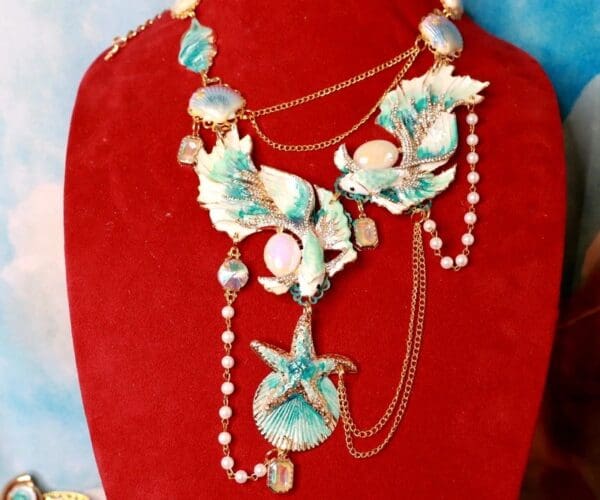 SOLD! 10309 Enamel Nautical Fish Large Necklace - Image 2