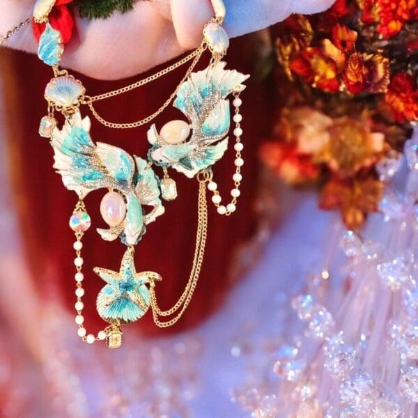 SOLD! 10309 Enamel Nautical Fish Large Necklace