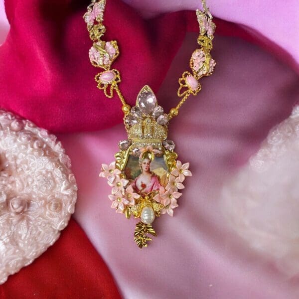 SOLD! 10313 Victorian Pink Marie Antoinette Necklace - Image 10
