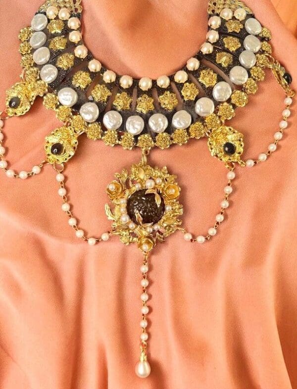 SOLD! 10321 Baroque Royal Collar Black Necklace - Image 5