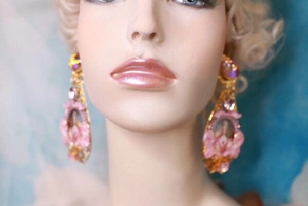 SOLD! 10327 Marie Antoinette Long Pink Massive Earrings - Image 5