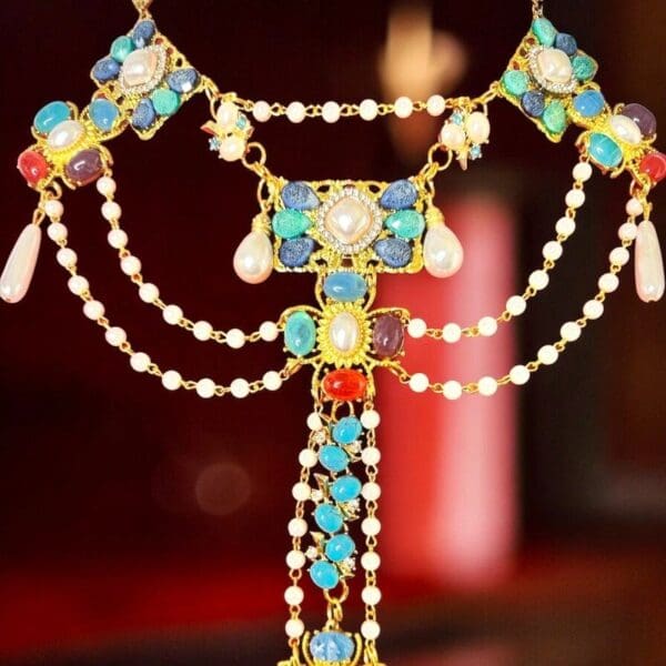 SOLD! 10330 Baroque Royal Collar Crosses Necklace - Image 2