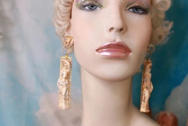SOLD! 10333 Roman Tribute Columns Lions Massive Earrings - Image 3