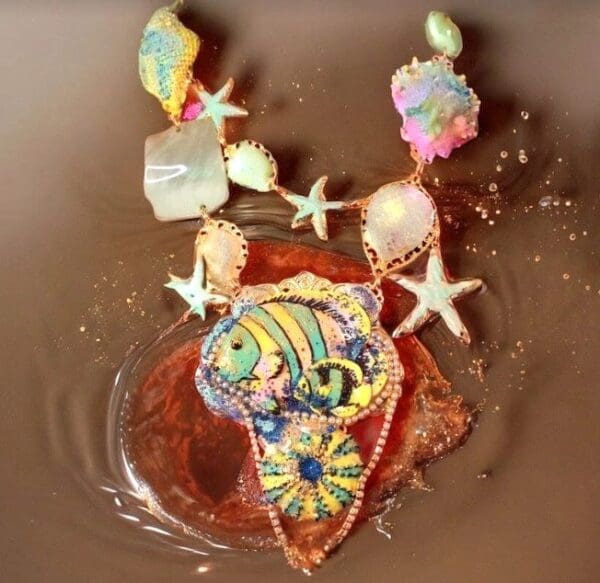 SOLD! 10335 Nautical Marine Fish Irregular Hand-Painted Necklace - Image 6