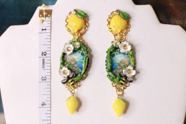 SOLD! 10344 Taormina Lemon Tile Bee Massive Earrings - Image 5