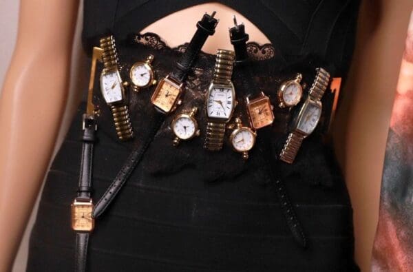 SOLD! 10351 Art Jewelry Watch ME Embellished Waist Gold Belt Size S, L, M - Image 7