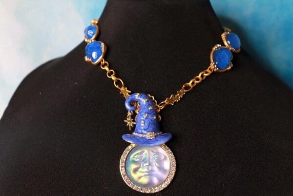 SOLD! 10352 Iridescent Moon Stars Terrestrial Necklace - Image 3