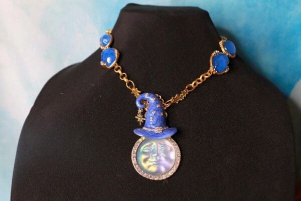 SOLD! 10352 Iridescent Moon Stars Terrestrial Necklace - Image 4