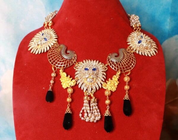 SOLD! 10360 Baroque Rhinestones Lions Tassels Necklace - Image 2