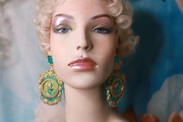 SOLD! 10361 Baroque Emperor Exaggerated Light Weight Theatre Earrings - Image 4