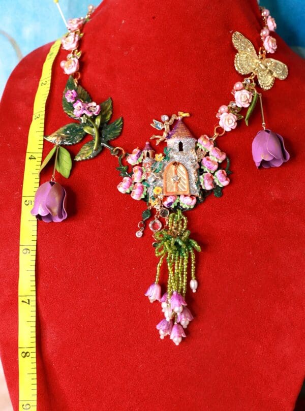 SOLD! 10372 Castle Art Jewelry Enamel Unusual Necklace - Image 5