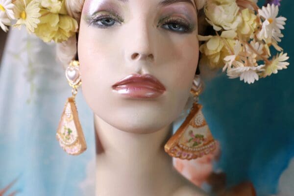 SOLD! 10374 Victorian Marie Antoinette Irregular Fan Earrings Studs - Image 4