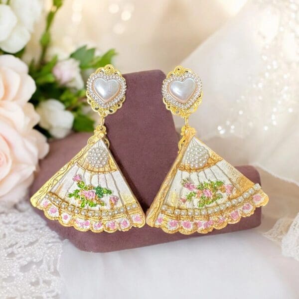 SOLD! 10374 Victorian Marie Antoinette Irregular Fan Earrings Studs
